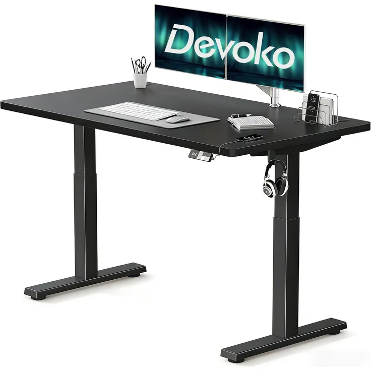 Devoko Höhenverstellbarer Schreibtisch 160x80 cm elektrisch, Höhenverstellung 71-121 cm mit Smart Control, 120 kg Tragkraft, für gesundes Arbeiten – Bild 1