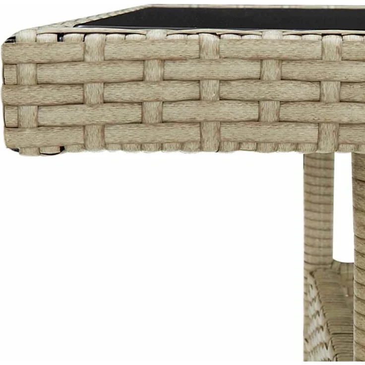 Gartentisch, Esstisch, Küchentisch Beige Poly Rattan und Glas – Bild 3