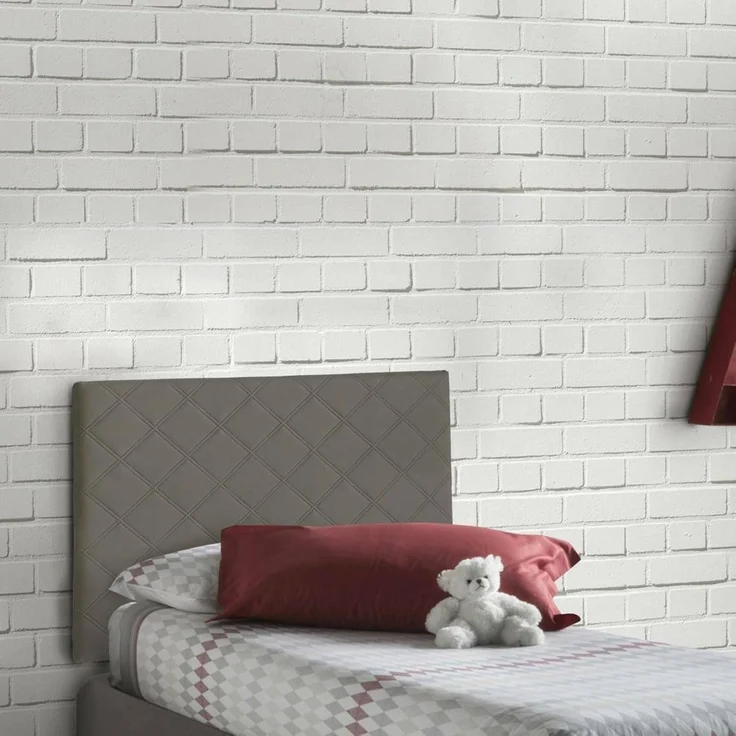 Talamo Italia - Einzelbett Cleziana, wandmontiertes Kopfteil aus Kunstleder, 100 % Made in Italy, geeignet für ein Einzelbett, 90x60 cm, taubengrau