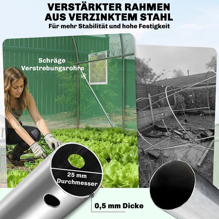 Outsunny Foliengewächshaus, PE, Stahl, Grün, 200L x 300B x 200H cm – Bild 7