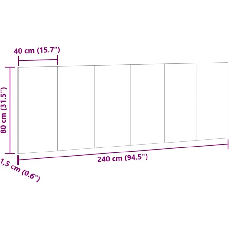 vidaXL Kopfteil Wandmontage Artisan-Eiche 240x1,5x80 cm Holzwerkstoff Braun – Bild 7