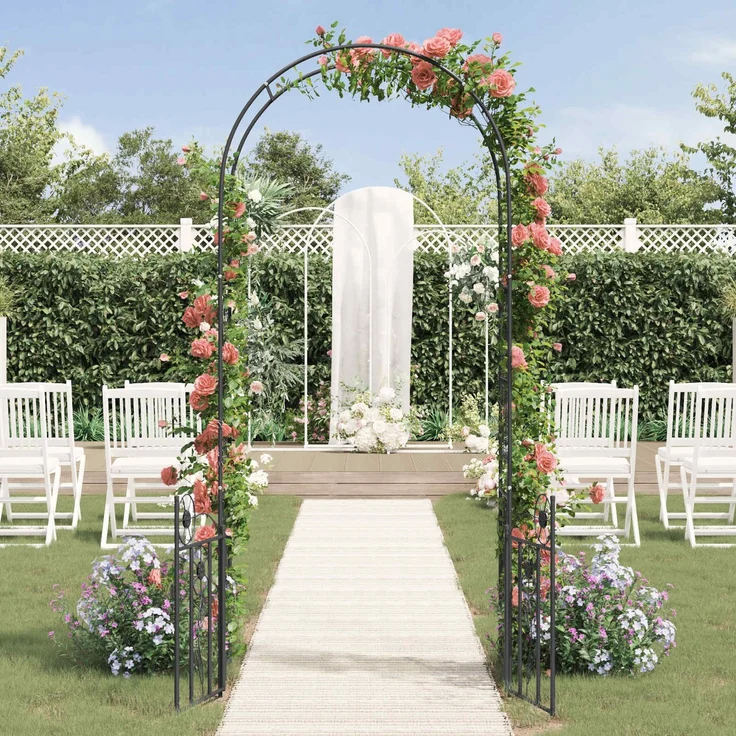 vidaXL Gartenbogen mit Schloss Schwarz 102 x 50 x 218 cm 42021344 – Bild 4