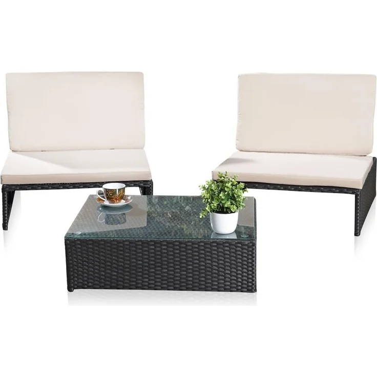 Lounge Sitzgarnitur Gartenset Gartenmöbel GartenSitzgruppe 2 Sessel Tisch Rattan – Bild 7