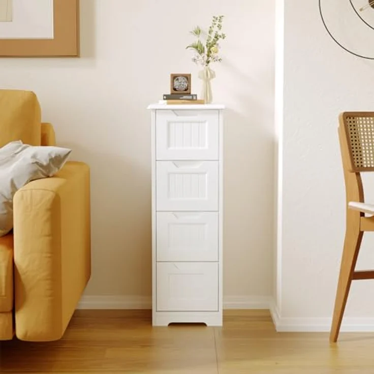 Bealife Badschrank Schubladenkommode Beistellschrank mit 4 Schubladen Geeignet für Badezimmer Schlafzimmer Küche Flur Weiß – Bild 10