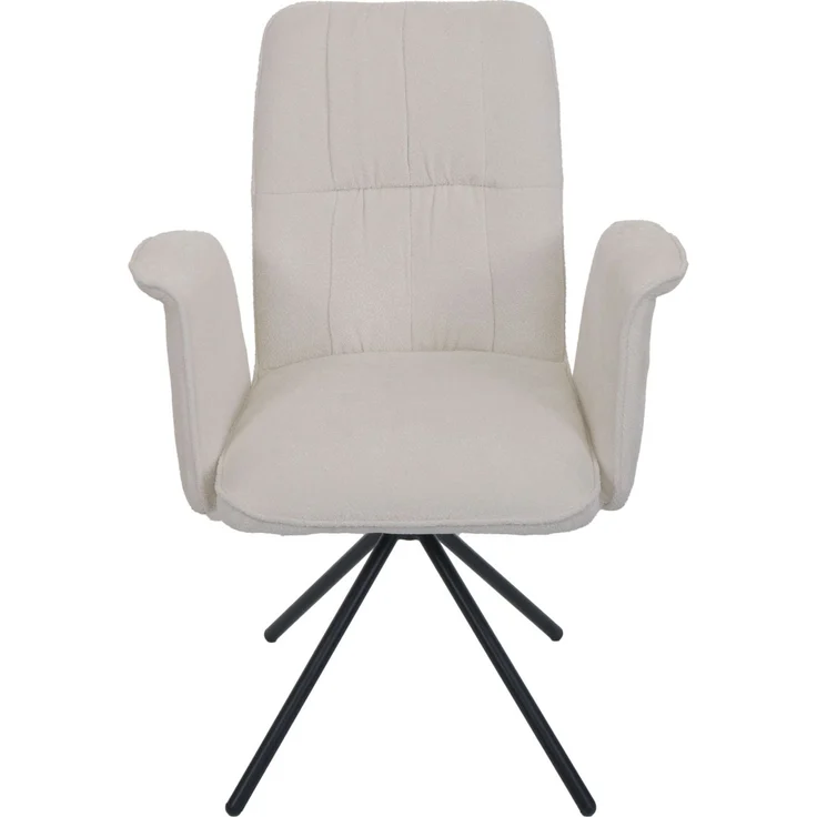 6er-Set Esszimmerstuhl HWC-N99, drehbar Armlehne Auto-Return, Stoff/Textil Chenille (340g/m²) ~ creme – Bild 7
