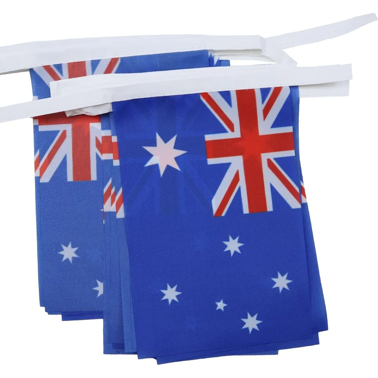 AZ FLAG - Fahnenkette Australien 6 Meter Mit 20 Flaggen - 21x14 cm - Australische Girlande Flaggenkette 14x21 Cm