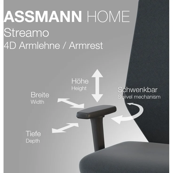 ASSMANN Bürostuhl Streamo mit Polsterrücken Beige 48x64x116cm Textil – Bild 8