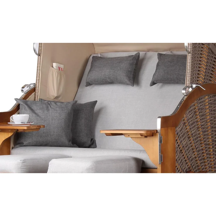 Strandkorb Komplettset - bene living - Schleswig Pinie - PE mokka - Modell 559 – Bild 3
