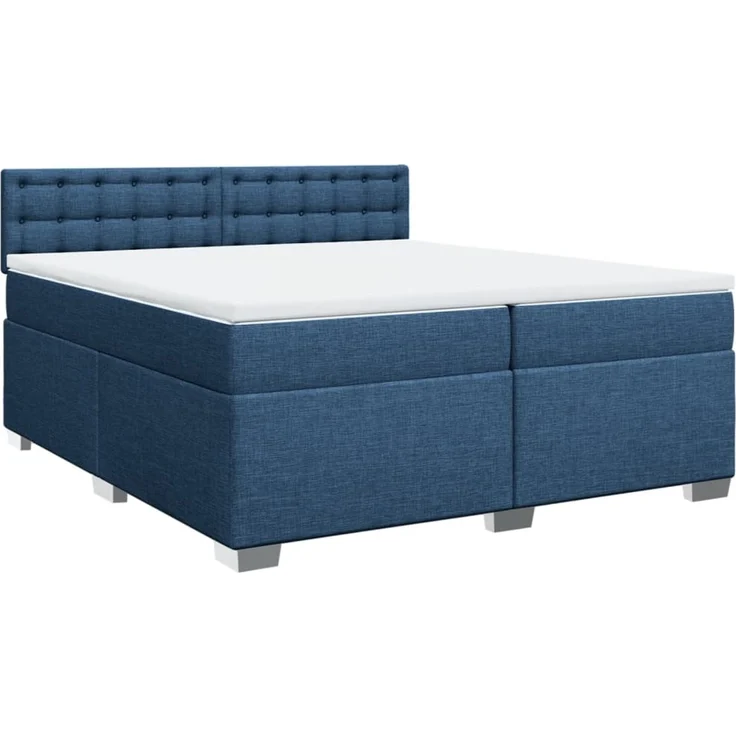 vidaXL Boxspringbett mit Matratze Blau 200x200 cm Stoff 3288315 – Bild 3