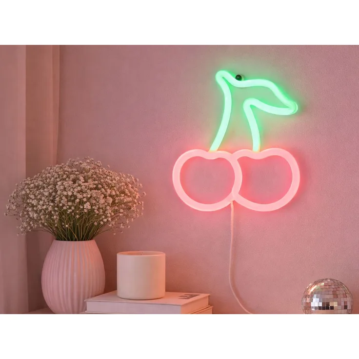 Ausgefallene Neon LED Wandleuchte CERISE mit USB Kabel & Schalter, Höhe 22cm