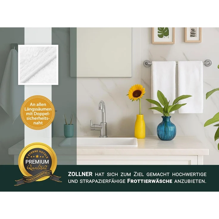 ZOLLNER 10er Set Gästehandtücher, 100% Baumwolle, 40x60 cm, weiß, extra flauschig – Bild 5