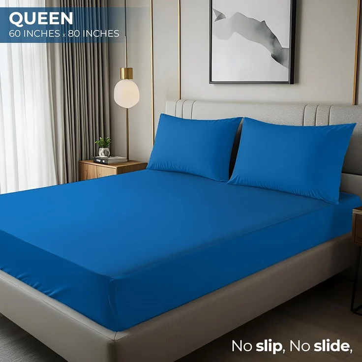 Utopia Bedding Queensize-Spannbettlaken, tiefe Taschen, weiche Mikrofaser, schrumpft und lichtbeständig, pflegeleicht, nur 1 Spannbetttuch, (Dusk Blue) – Bild 2