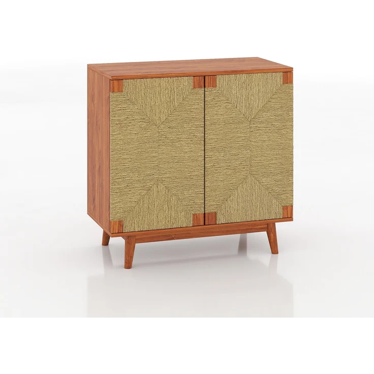 DESVIAE Sideboard Braun aus Holzwerkstoff – 79x78x39,5 cm – Papierseil-Flechtung, verstellbarer Einlegeboden – Bild 8