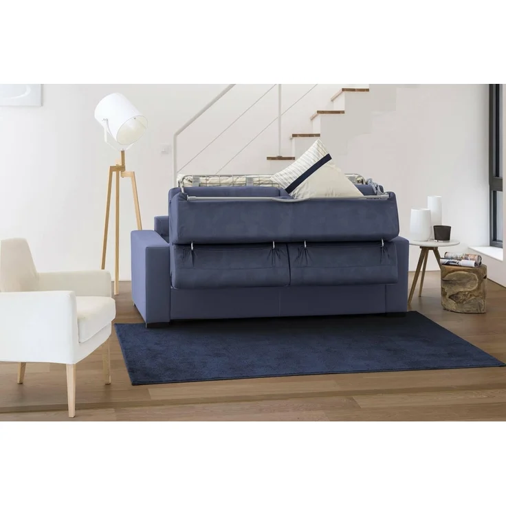 Talamo Italia - Schlafsofa mit Halbinsel Alberta, Sofa mit rechter Stauraumhalbinsel, Standardarmlehnen, 100 % Made in Italy, 280 x 95 x 85 cm, Blau – Bild 6