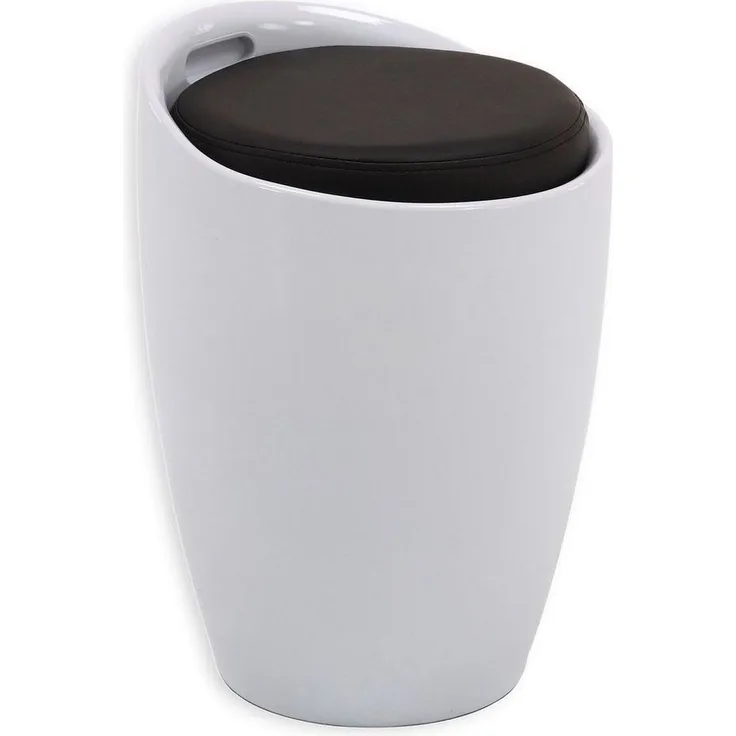 IDIMEX Sitzhocker Arbeitshocker Badhocker Badschemel Stauraumhocker Daniel, mit Stauraum und Sitzkissen in weiß/schwarz