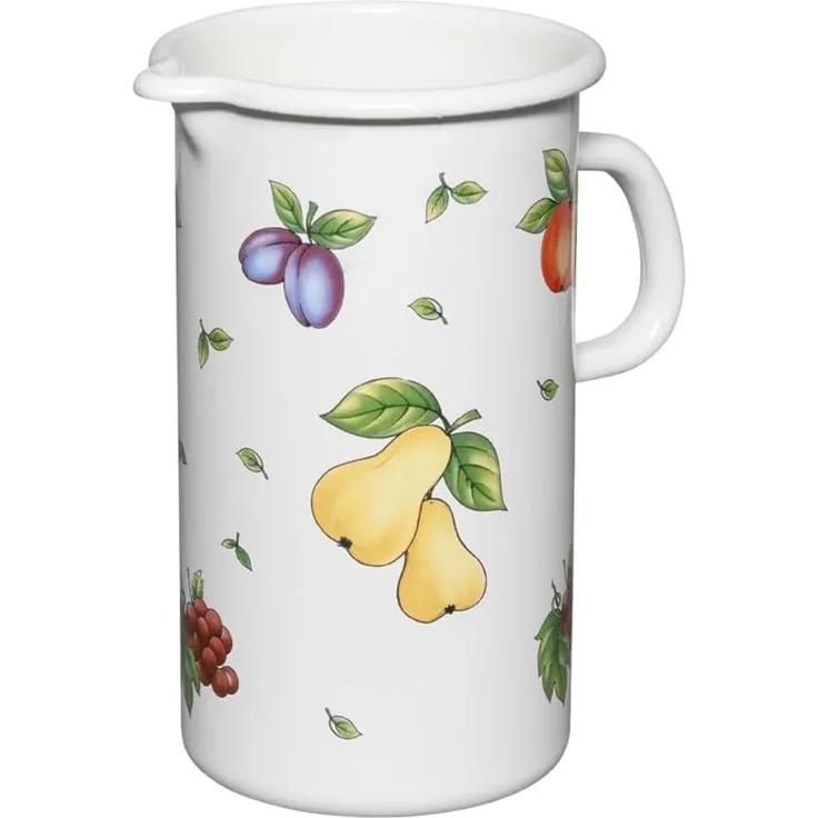 RIESS 0836-068 Emaillekrug 1,5 L, Fruit Garden, H 19 cm / Emaille Krug