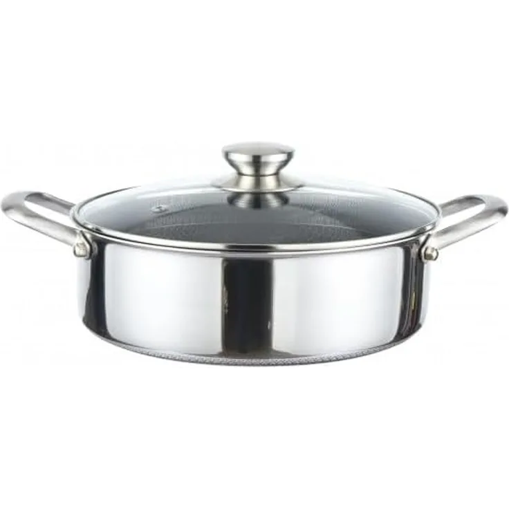 Kochtopf Topf Ø28cm Massiv Edelstahl mit Glasdeckel Induktion Cheffinger PSC28