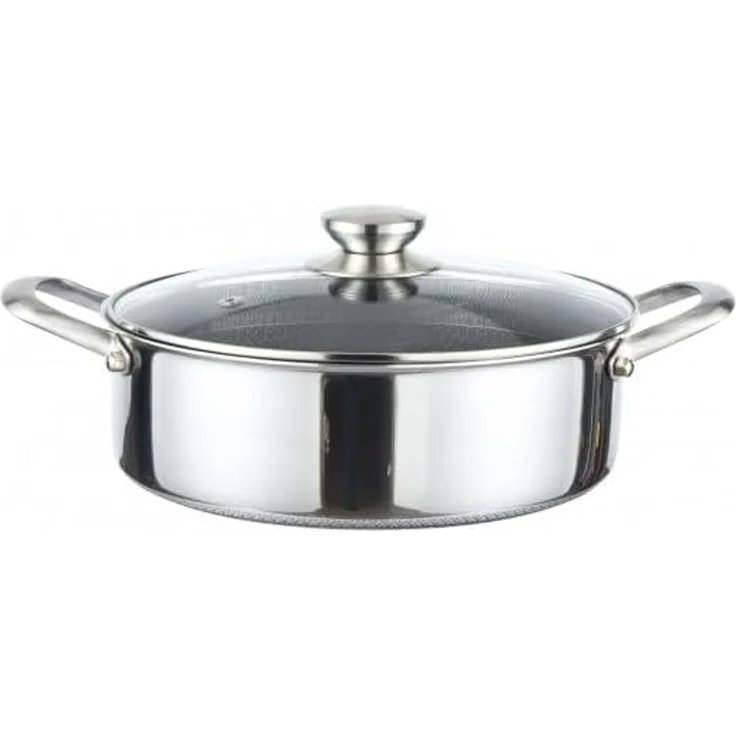 Kochtopf Topf Ø28cm Massiv Edelstahl mit Glasdeckel Induktion Cheffinger PSC28