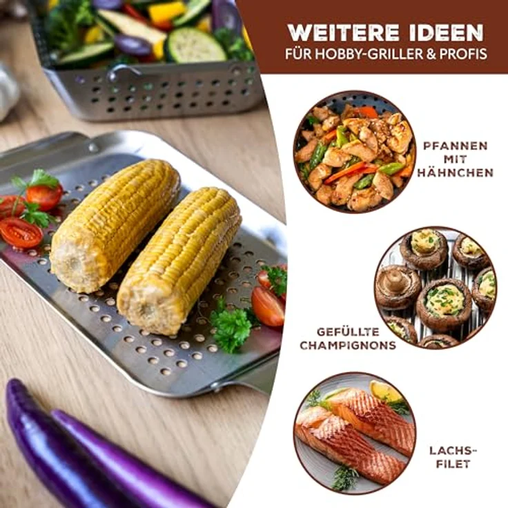 bremermann Grillplatte Grillplatte 32 x 1,5 x 18,5 cm Edelstahl Grillkorb Grillpfanne (1-St) – Bild 7