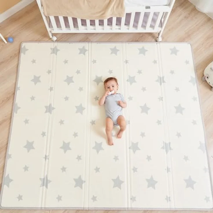 Babymatte Kindermatte Baby Spielmatte 180 x 200 x 1. 5cm. Wendefähige und ungiftige Dicke Faltbare wasserdichte Schaumstoff Kinderteppich. Krabbelmatte Spiel-Teppich Bodenmatte Kinder-Matte Großformat – Bild 3