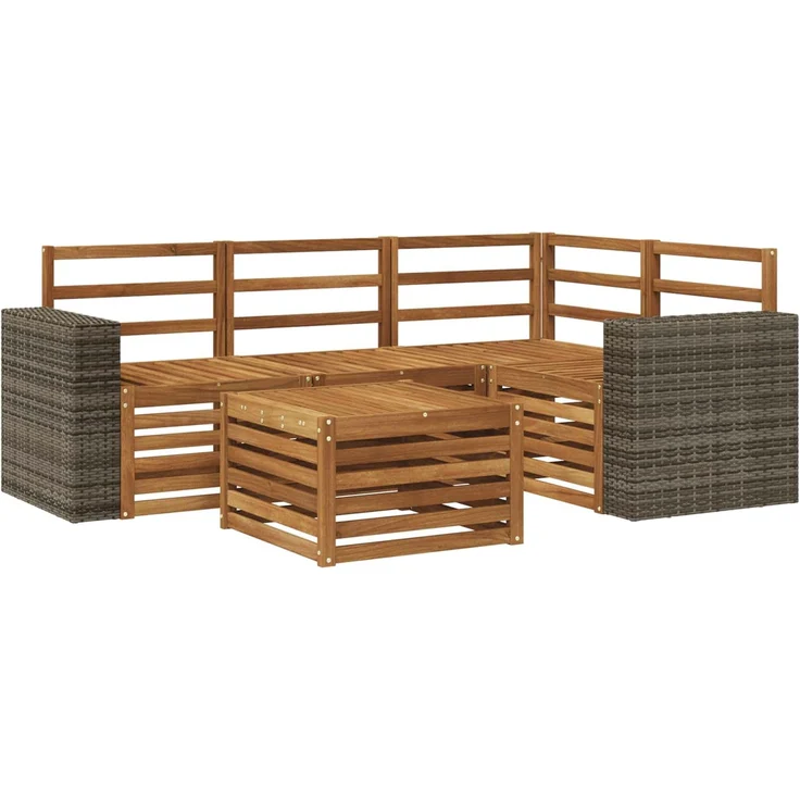 vidaXL Outdoor-Sofagarnitur 5 stk. 4-Sitzer Natur Massivholz Akazie 3384335 – Bild 2
