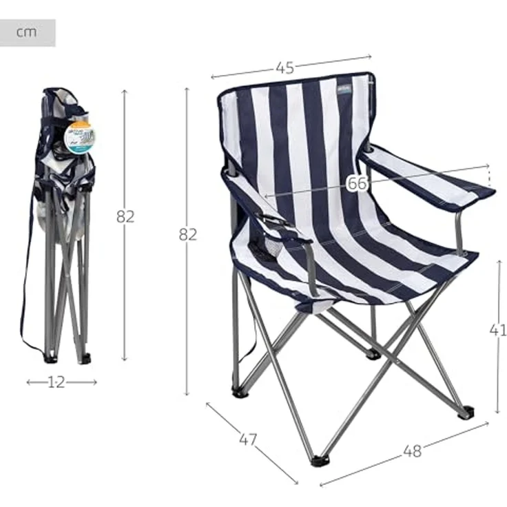 AKTIVE 62637 - Klappbarer Campingstuhl | Campingstühle klappbar aus Stahl, atmungsAKTIVE Rückenlehne | Maße 45 x 47 x 82 cm | Max. Gewicht 110 kg | Campingstühle – Bild 2