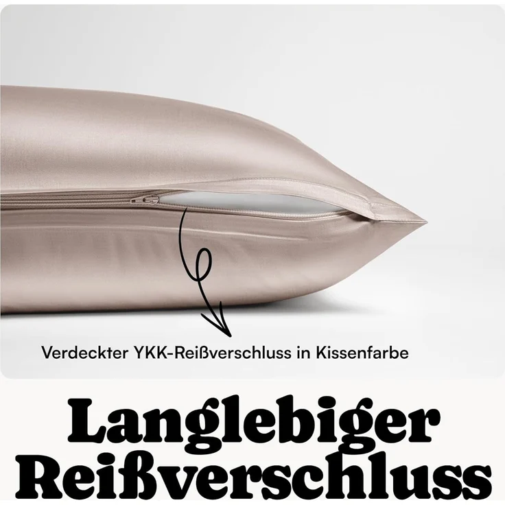 Seralino Seitenschläferkissenbezug Mako Satin Kissenbezug (100% Bio Baumwolle) weich, hautfreundlich, (2 Stück), Fairtrade/ GOTS zertifizierte uni Kissenhülle mit Reißverschluss – Bild 8