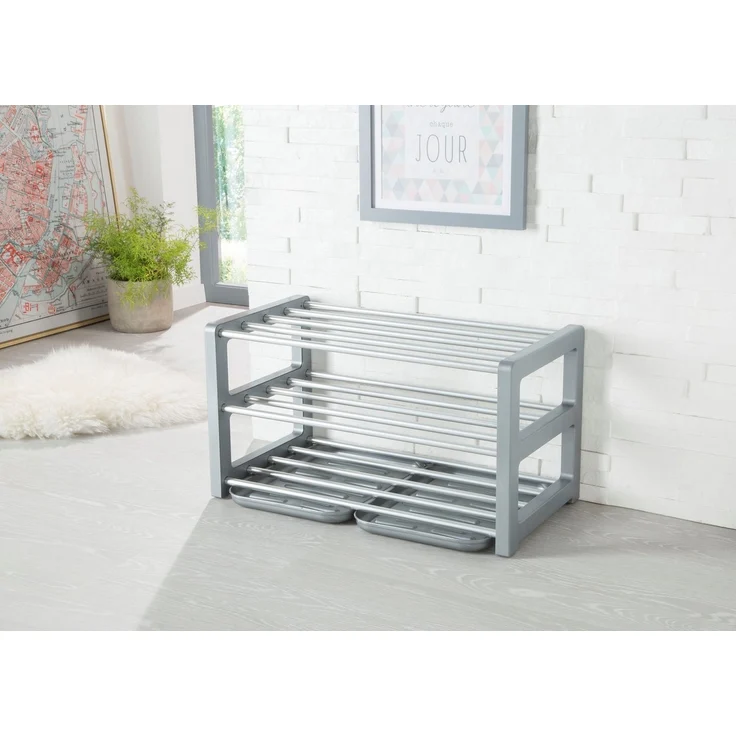 Ruco Schuhregal, mit Schmutzauffangschalen, Aluminium, bis zu 9 Paar Schuhe – Bild 2