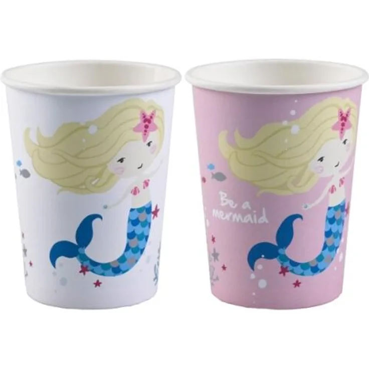 Amscan 8 Becher ''Be a Mermaid'', ca. 250 ml, sortiert