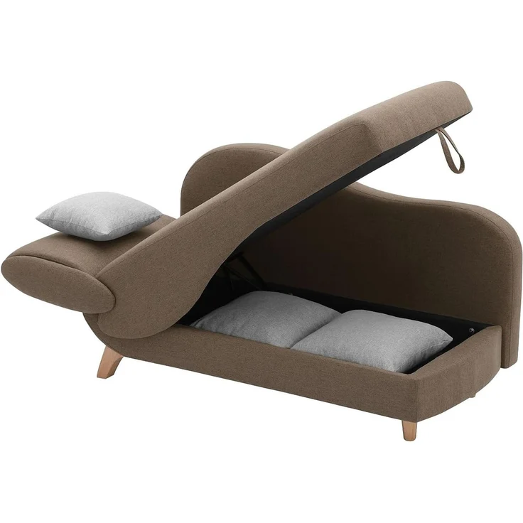 Vente-unique - PENELOPE Chaise longue Stoff Braun - B 80 cm x H 81 cm x L 160 cm – Bild 6