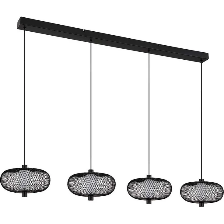 LED Pendelleuchte, schwarz, Metallgeflecht, H 150 cm – Bild 9