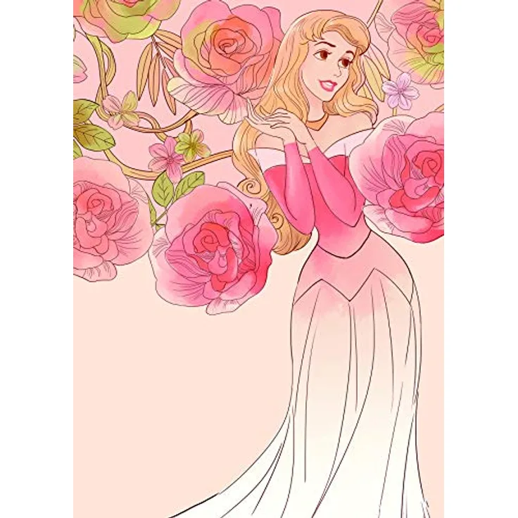 Komar Disney Wandbild Sleeping Beauty Roses, Kunstdruck für Kinderzimmer, 50x70cm, seidenmatter Oberfläche, ohne Rahmen