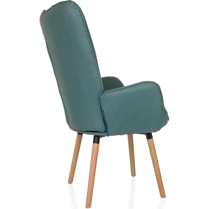 hjh LIVING Ohrensessel in Velour-Optik HAVENIO I Sessel für Wohnzimmer Schlafzimmer, Polsterstuhl mit Holzbeinen, Stoff Mint – Bild 5