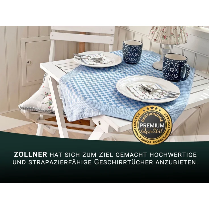ZOLLNER 10er Set Geschirrtücher, 100% Baumwolle, 46x70 cm, saugstark, blau kariert – Bild 5