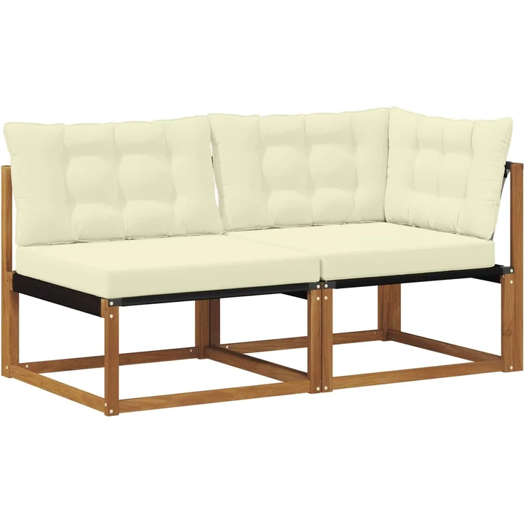 vidaXL Mittel- und Ecksofa 2 stk. 2-Sitzer Massivholz Akazie 900649 – Bild 2