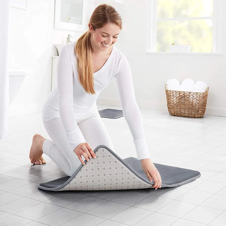 ABC Badematte aus Memory-Schaum – rutschfest, saugfähig, extra weich – maschinenwaschbar (45 x 60 cm, Grau) – Bild 2