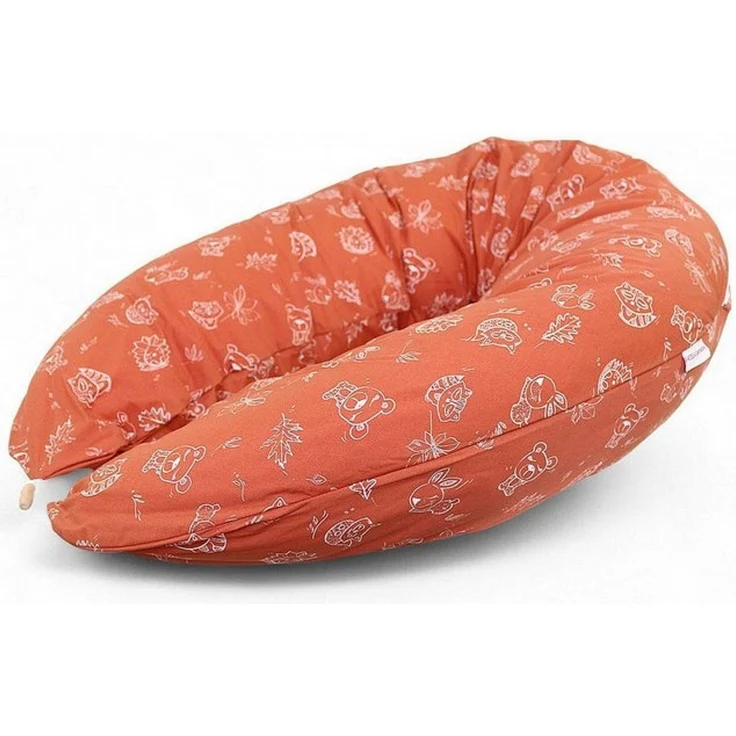 HOBEA-Germany Stillkissen 190x76 cm XXL Lagerungskissen Schwangerschaftskissen für Baby und Erwachsene Seitenschläferkissen Stillkissen mit Bezug aus Bio Baumwolle (Waldbewohner rostrot) – Bild 4