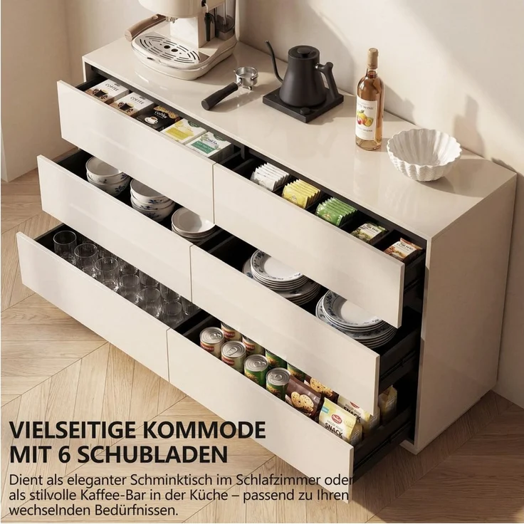 oleyluckidea Schreibtisch L-förmiger Schreibtisch mit 6 Schubladen, verstellbar, Holz (ein Tisch), Breite 140 cm – Bild 3