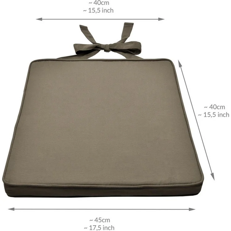 Beautissu Stuhlkissen 6er Set Loft SK Stuhlkissen Taupe, 45x40x5cm, Stuhlpolster mit Bändern Sitzkissen für Stühle, rutschfest – Bild 4