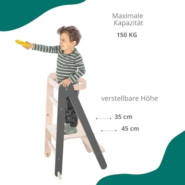 Mamatoyz Lernturm - Grey Color - Holz Grau – Bild 7