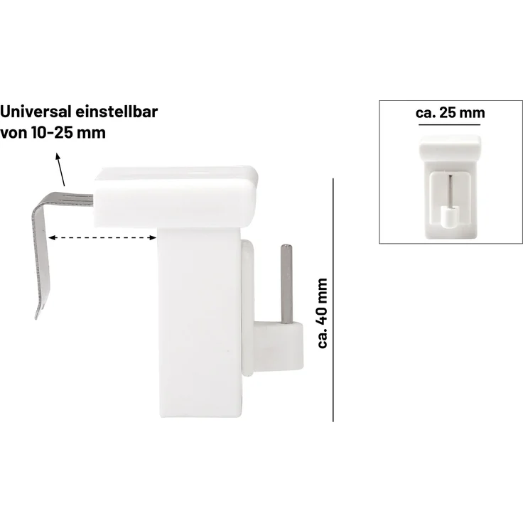 Deco-Raum® Fensterhaken Dekohaken Fensterclip für Fensterdekoration Weiß - Fensterdicke: 10-27mm UNIVERSAL | Set: 20 Stück | Material: Kunststoff/Metall | Farbe: Weiß – Bild 2