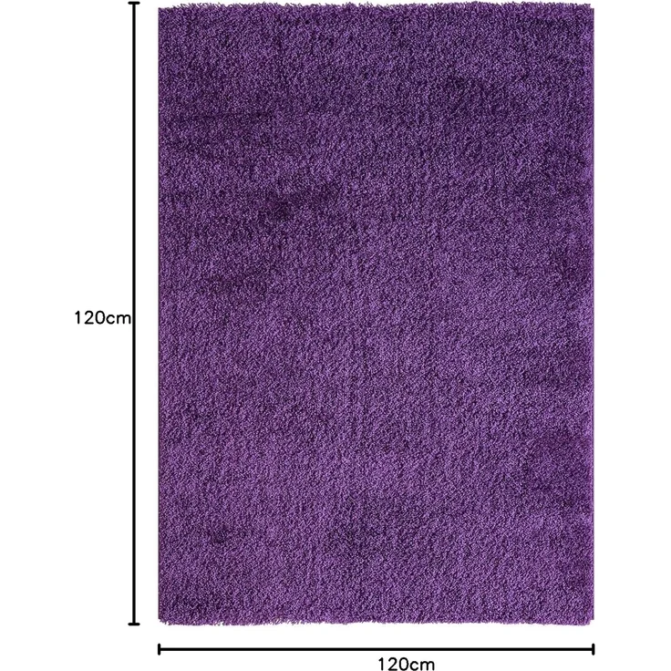 VIMODA Teppich Prime Shaggy Hochflor Langflor Einfarbig Modern Lila für Wohnzimmer, Schlafzimmer, kinderzimmer, Maße:Ø 120 cm Rund – Bild 2