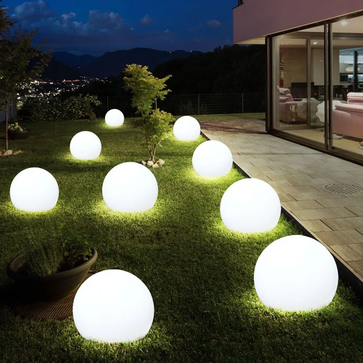 5er Set LED Solarkugel weiß, Erdspieß, DxH 10x38 cm – Bild 8