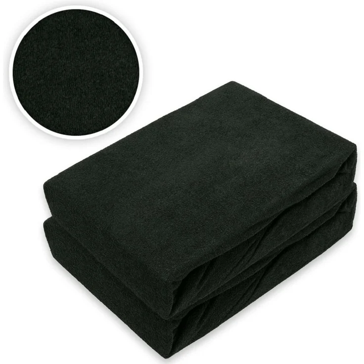Doppelpack Marke Frottee Spannbettlaken Schwarz 140 x 200 cm – Bild 2