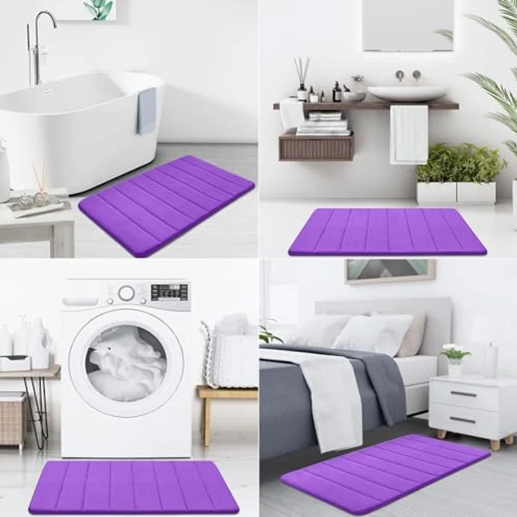 Homaxy Memory Foam Badezimmer Badteppich Saugfähige Rutschfester Badvorleger Waschbar Badematte - 51x76 cm, Lila – Bild 7