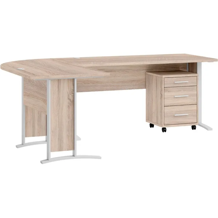 moebel-dich-auf Eckschreibtisch OFFICE LINE (Winkelschreibtisch, inkl. Rollcontainer), in Eiche Sonoma, wechselseitig montierbar