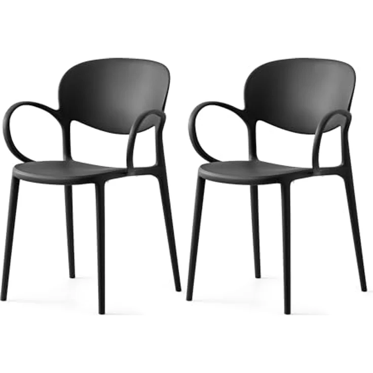 Connubia, 2 Stühle Abby, recyceltes Polypropylen, 100% schwarz matt – Bild 2