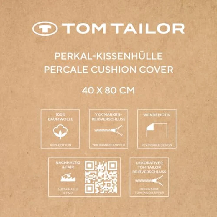TOM TAILOR HOME Kissenhülle new bedroom, STRIPES WITH A KICK, 40x40cm oder 40x80cm, (1 Stück), mit Wendemotiv, farbiger Paspel und Markenreißverschluss – Bild 10