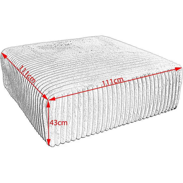 KAWOLA Hocker WIOLO SOFT Sitzelement für Modulsofa Weicher Breitcord grau 43 x 111 x 111 cm – Bild 8