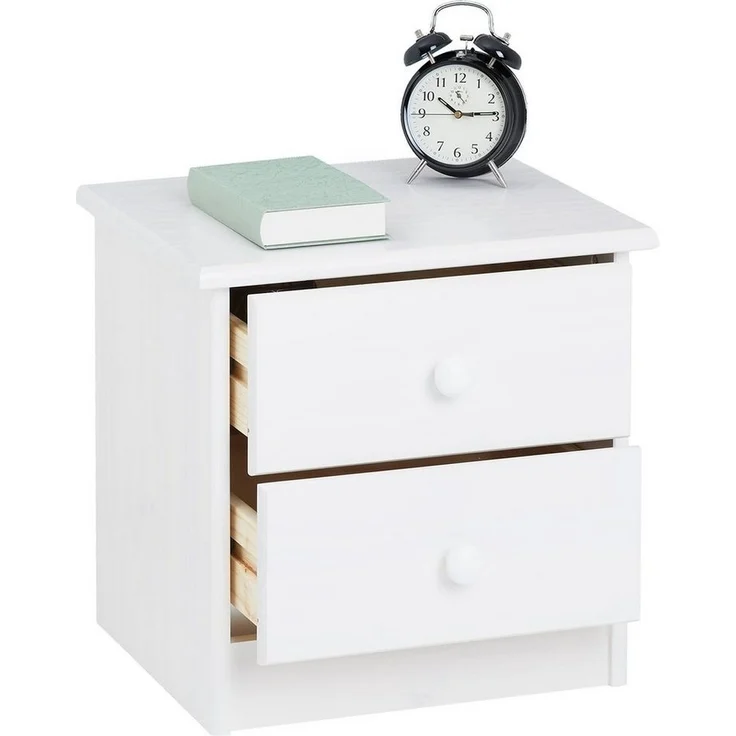 IDIMEX Nachtkommode RONDO, Nachttisch RONDO Kiefer massiv lackiert mit 2 Schubladen im Landhausst – Bild 2
